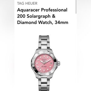 AUTHENTIC Tag Heuer Professional Aquaracer 200 Solargraph & Diamond Watch